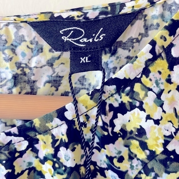 RAILS Louise Chrysanthemum Mini Dress Yellow Black Cotton Flowy Tiered XL NWT - Picture 6 of 16